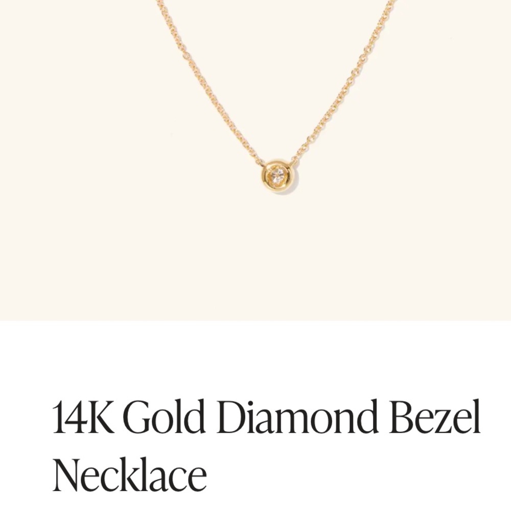 Quince 14k solid gold diamond bezel necklace